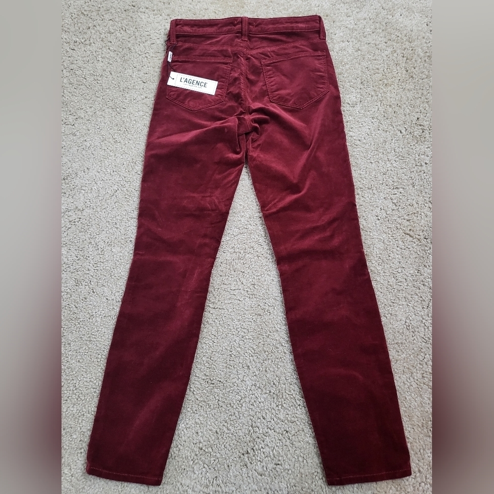 L'AGENCE Women's High Rise Jeans in Burgundy - Picture 6 of 8